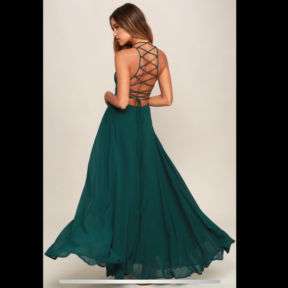 Strappy Forest Green Maxi Dress for Prom, Bridesmaids, etc.